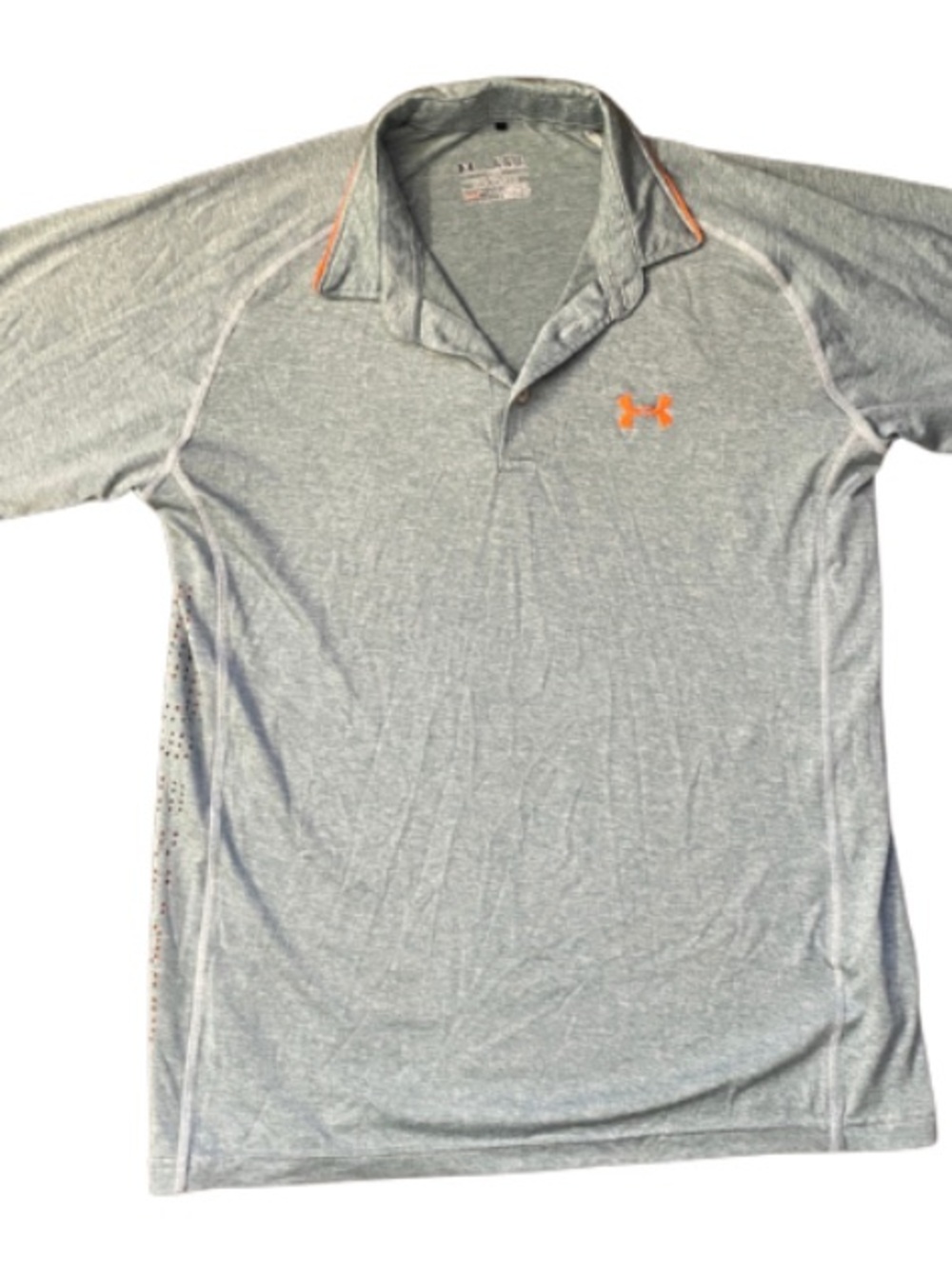 Under Armour Men’s Heather Gray Polo with Orange Logo Size XL